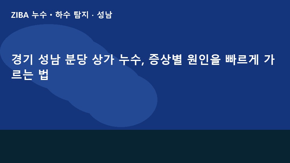 경기 성남 분당 상가 누수, 증상별 원인을 빠르게 가르는 법