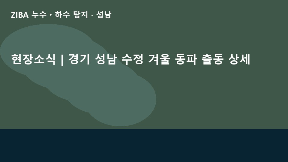 현장소식 | 경기 성남 수정 겨울 동파 출동 상세